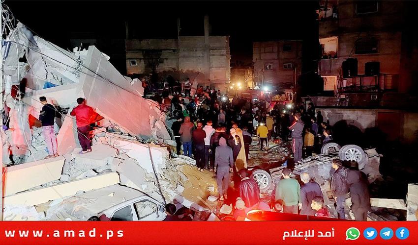 (14) شهيد بينهم 6 أطفال وعدد من المفقودين في قصف جيش الاحتلال منزلا شرق رفح