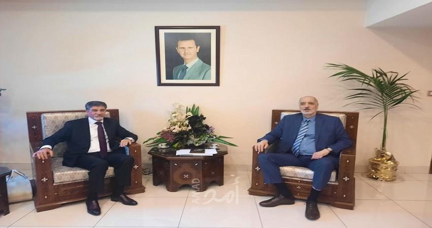 عبد الهادي يطلع نائب وزير الخارجية السوري على آخر تطورات الأوضاع في فلسطين