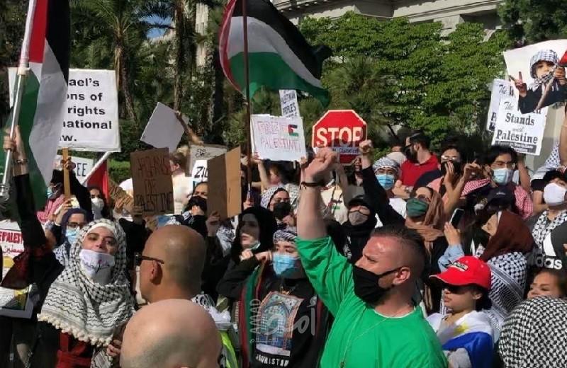 مسيرات تجوب شوارع أمريكا ويقدمون عريضة "للكونجرس" للوقوف مع الفلسطينيين