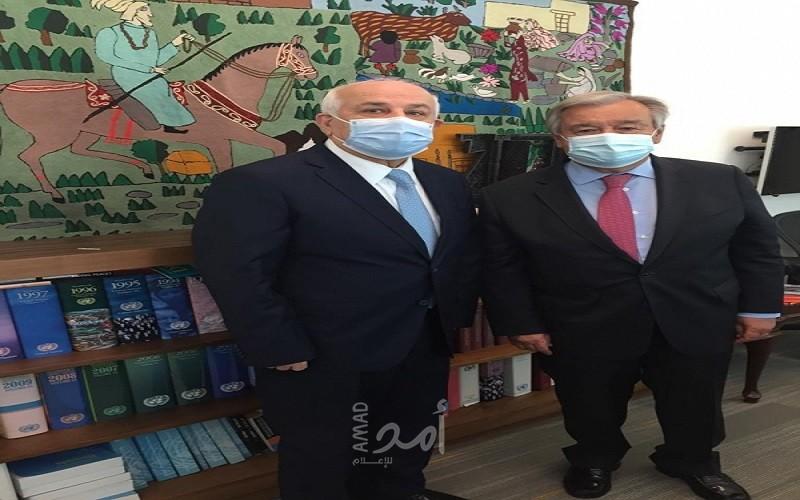 السفير منصور يلتقي الأمين العام للأمم المتحدة