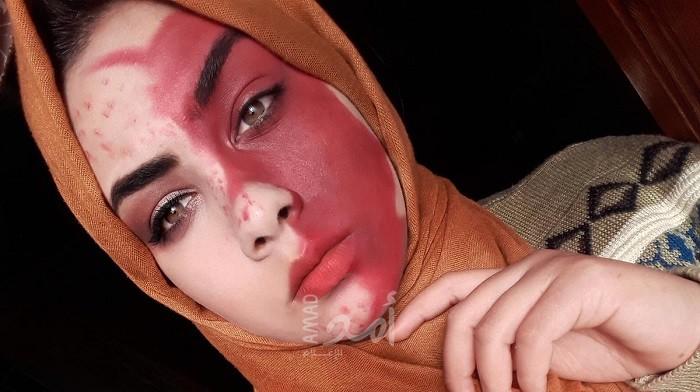"نغم الكومي".. فتاة غزاوية احترفت فن المكياج السينمائي