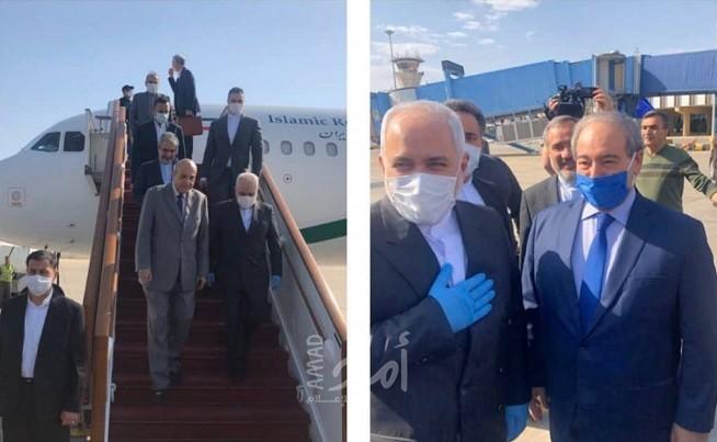 ظريف والمقداد في مطار دمشق الدولي وسط إجراءات صحية صارمة