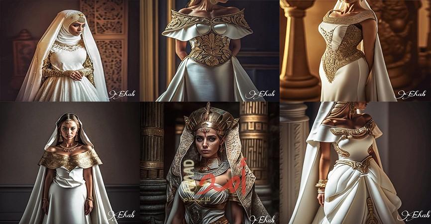 تصميم فساتين زفاف بالطابع الفرعونى باستخدام الذكاء الاصطناعى