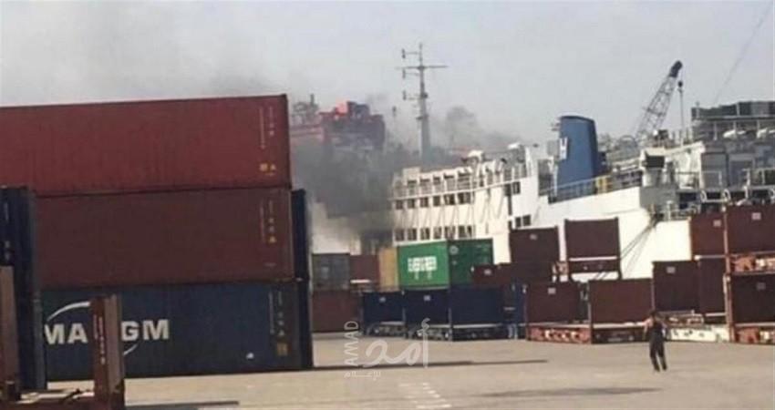 لبنان: اندلاع حريق في باخرة ترسو بمرفأ بيروت