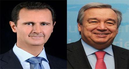 الأمين العام للأمم المتحدة "غوتيريش" يهنئ الرئيس الأسد بــ عيد الجلاء
