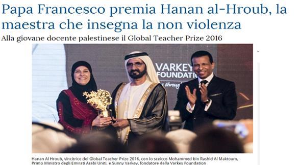 "هآرتس": فوز حنان الحروب بجائزة أفضل معلم بالعالم ضرب الرواية الإسرائيلية