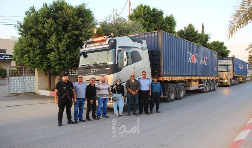وصول سبع شاحنات من الصين إلى فلسطين ضمن مبادرة تسهيل التجارة