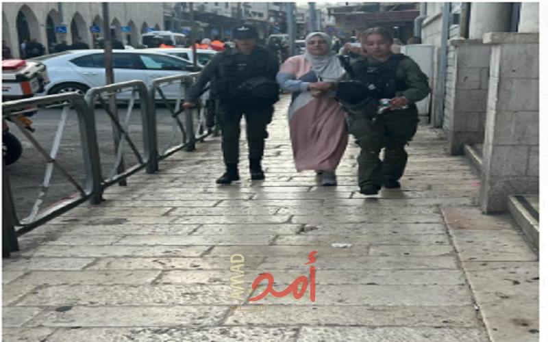 قوات الاحتلال تعتقل المقدسية إلهام نعمان عقب رفعها للعلم الفلسطيني في شارع صلاح الدين - فيديو
