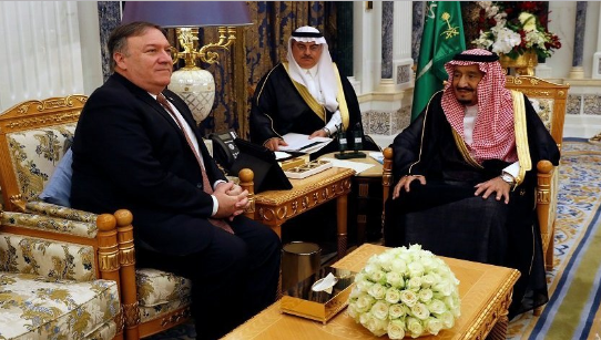 بومبيو يلتقي العاهل السعودي في الرياض