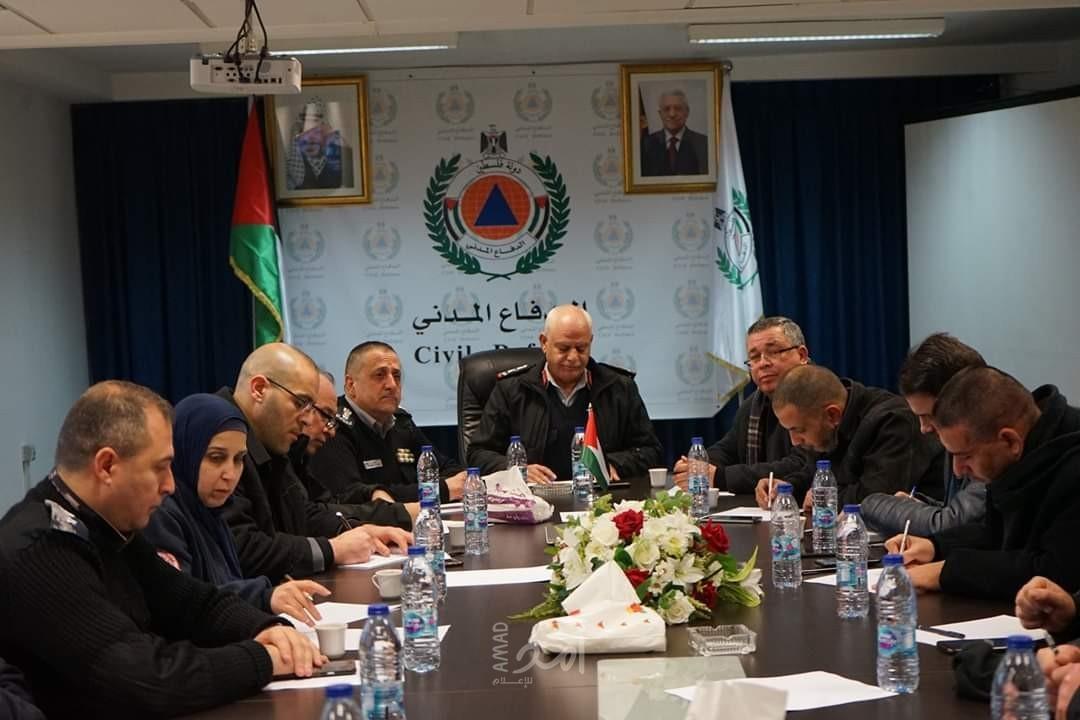 الدفاع المدني يعقد اجتماع موسع في الضفة الغربية لبحث الجاهزية للمنخفض الجوي