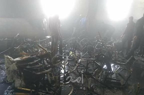 صور .. غزة: حريق بقاعة أفراح في بلدة بيت حانون