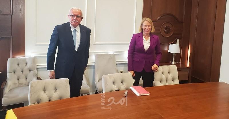 رام الله: المالكي يلتقي وزيرة خارجية النرويج "أنيكين هويتفيلدت"