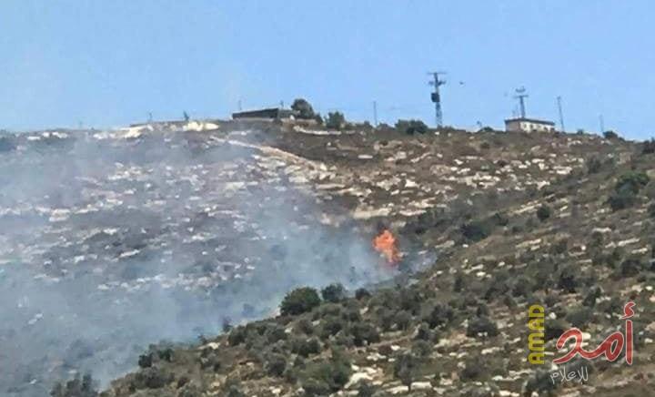 قطعان المستوطنين يشعلون النار في أراضي المواطنين شرق نابلس