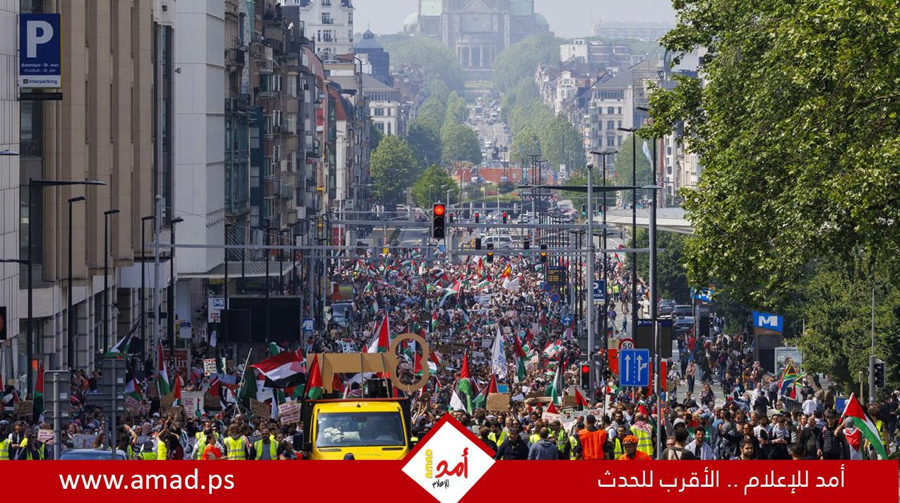 عشرات الآلاف في بروكسل يرسمون "خطًا أحمر" ضد الإبادة بــ غزة - صور