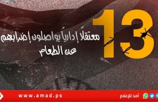 (13) معتقلاً إدارياً يواصلون إضرابهم عن الطعام في سجون الاحتلال