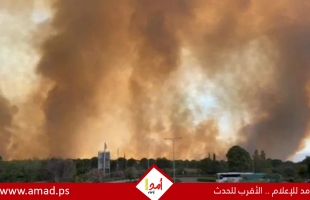 اندلاع حريق ضخم في الجولان بسبب انفجار  "صاروخ" - فيديو