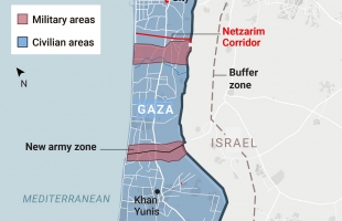 خريطة مسربة تظهر خطة جيش الاحتلال لتقسيم قطاع غزة