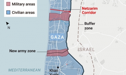 خريطة مسربة تظهر خطة جيش الاحتلال لتقسيم قطاع غزة