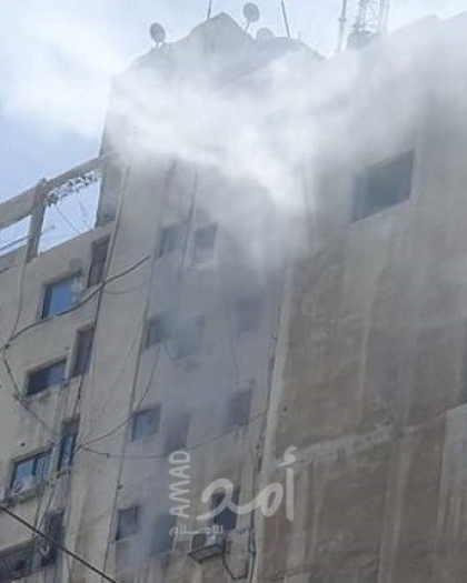 اندلاع حريق بمولد كهربائي في برج الشروق وسط غزة