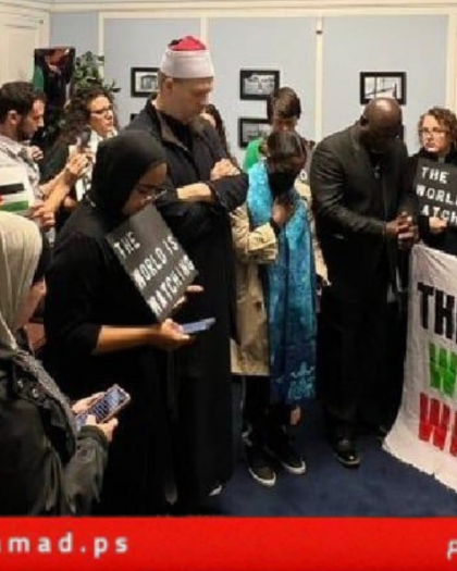 اعتصام في مكتب زعيم الديمقراطيين بمجلس النواب الأميركي احتجاجاً ضد العدوان على قطاع غزة